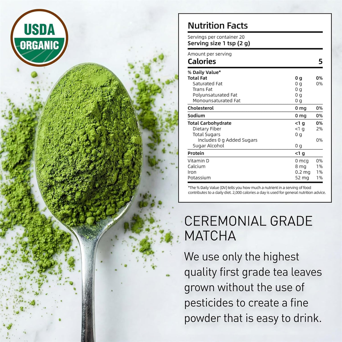 Vitanori Matcha Superior Ceremonial Blend – Authentic First Harvest Ceremonial Grade Matcha Green Tea Powder 60g