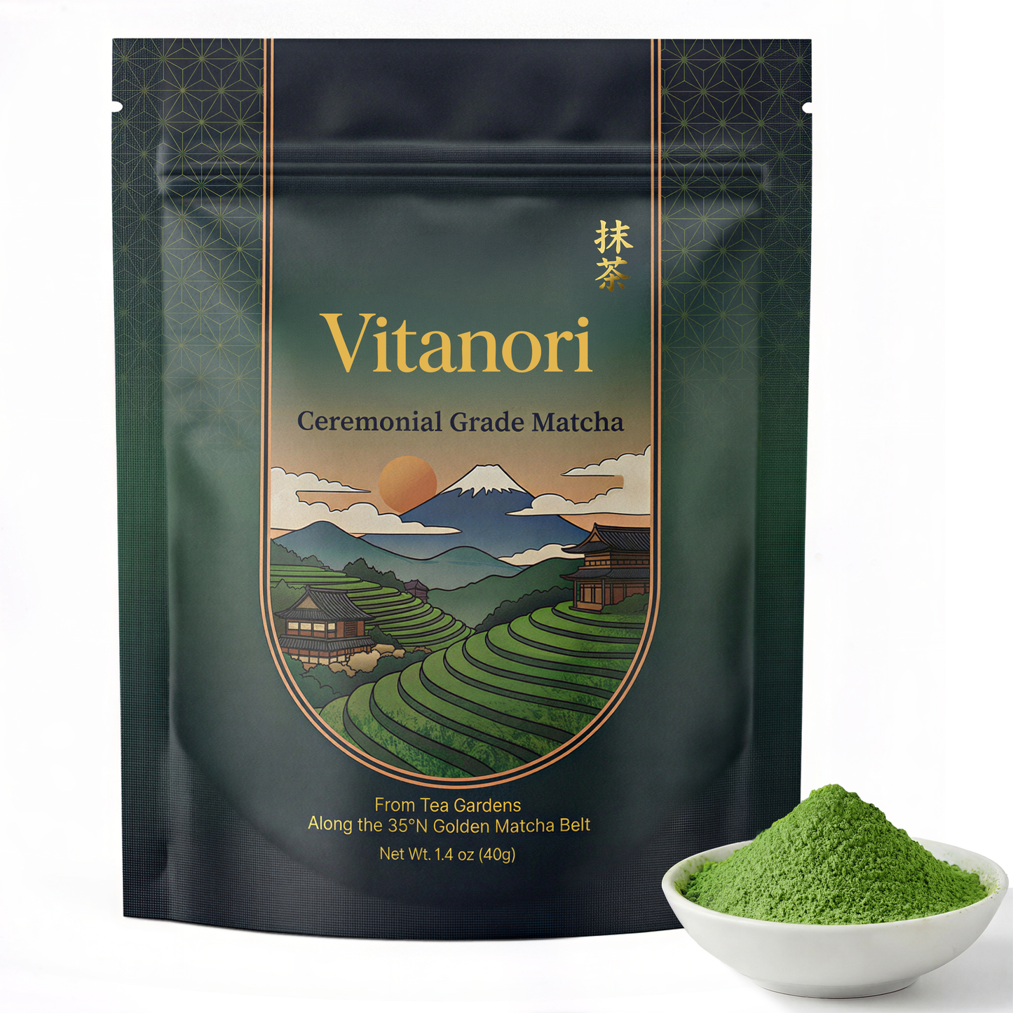 Vitanori Organic Ceremonial Grade Matcha Green Tea Powder – Smooth, Vibrant Green, Low Bitterness, First Harvest,USDA Certified 40g